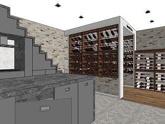 Modern Wine Cellar Villa Basement Wine Cellar Winery 3d model