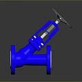 Blue Metallic Industrial Valve With Silver Handwheel And Flange Connection