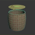 Woven Rattan Trash Bin With Lid For Home Household Storage Organization