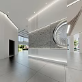 Modern Reception Background Wall Design With Marble Texture Circular Accent And Lighting 3d model