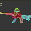 Vibrant Pink Glitter Toy Weapon With Rainbow Details And Candy Balls