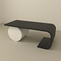 Modern Black Coffee Table With White Round Base And Minimalist Design 3d model