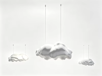 Cloud Shaped Pendant Lights Three Sizes Hanging on White Background 3d model