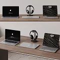 Modern Laptop Tablet Computer Apple Computer Headset Office Supplies 3d model