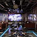 Modern Bar Interior Featuring Large Windows Dark Wooden Walls Red Leather Booths And Black Seating