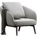 Modern Single Sofa Light Gray Fabric with Curved Armrests Dark Wooden Legs and Tassel Blanket