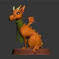 Orange Dragon Figure With Green Scarf And Glasses Sitting On Red Base