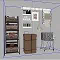 Wooden Ladder Storage Shelf With Wicker Basket Metal Bin And Towels For Home Organization