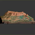 Garden Landscape Model With Colorful Terrain Green Vegetation And Blue Water Area