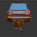 Cartoon Style White Car With Blue Windows Red Stripes Number 1 And Orange Mechanical Wheels