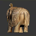 Handcrafted Wooden Elephant Figurine With Intricate Carved Patterns And Details