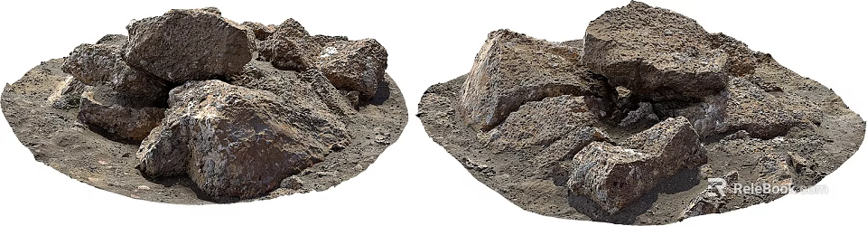 Natural Stone And Wood Elements With Rough Texture For Rustic Decor Design 3d model