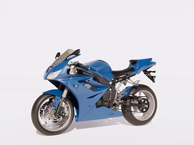 Blue Sports Motorcycle With Sleek Aerodynamic Design And Black Seat On White Background 3d model