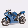 Blue Sports Motorcycle With Sleek Aerodynamic Design And Black Seat On White Background