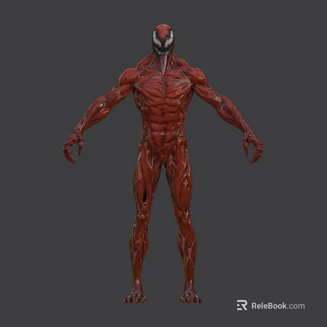Red Muscular Symbiote Game Movie Character With Sharp Claws And Detailed Design 3d model 
