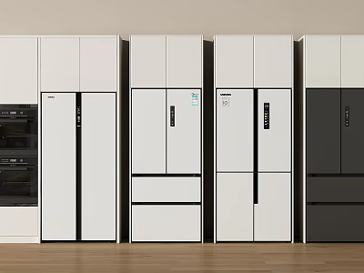 Modern Refrigerators and Freezers With Various Styles White And Black For Kitchen 3d model
