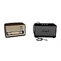 Two Vintage Wooden Audio Speakers With Retro Design In Light And Dark Brown