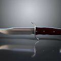 Tactical Weapon Knife With Silver Blade Dark Red Handle And Metal Rivets