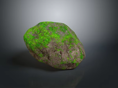 Natural Stone with Green Moss Covered Surface in Natural Decorative Landscaping Design 3d model