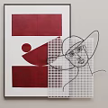 Stylish Wall Decor Featuring Circular Artworks and Modern Paintings with Geometric Patterns 3d model
