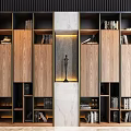 Modern Bookcase Decorative Cabinet Solid Wood Bookcase Bookshelf Bookcase Combination Stone Bookcase 3d model