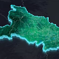 Green Regional Map Displaying Administrative Boundaries And Terrain Details