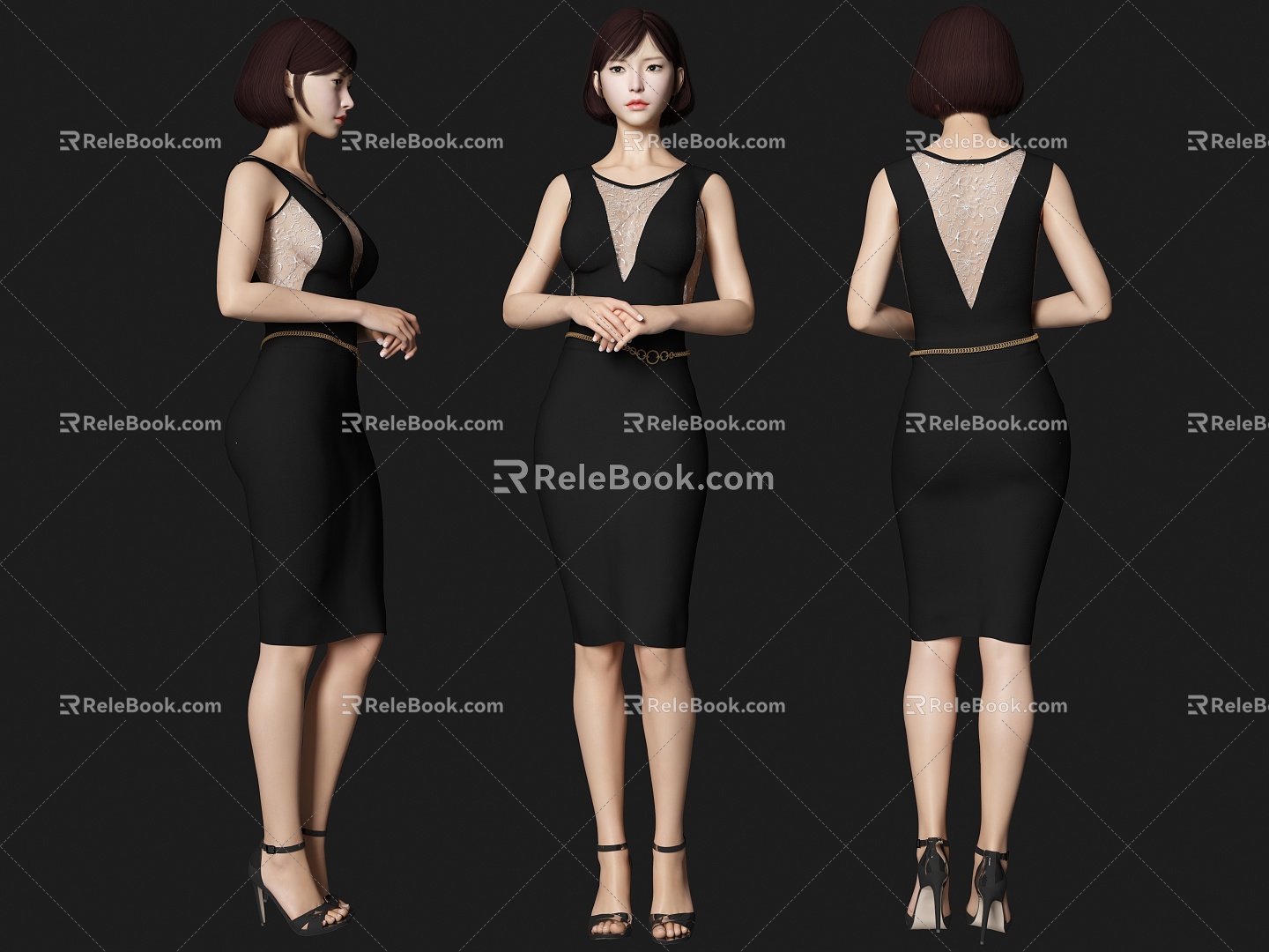 Woman Model Leng Yan Figure Gao Leng Beauty Short Hair Woman Secretary Jewelry Sales Front Desk 3d model