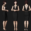 Woman Model Leng Yan Figure Gao Leng Beauty Short Hair Woman Secretary Jewelry Sales Front Desk 3d model