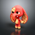 Cute Red Cartoon Elephant Plush Toy With Star Pattern Ears And Big Eyes