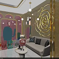 Elegant Luxurious Jewelry Store Interior With Golden Decor Glass Display Counters And Chandeliers