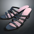 Stylish High Heeled Sandals With Black Straps And Pink Inner Lining