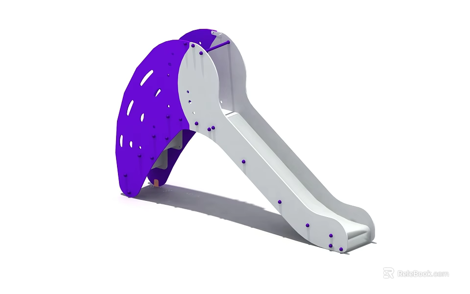Purple And White Children Playground Slide With Steps And Curved Structure 3d model