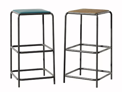 Modern Bar Stools With Metal Frame And Different Colored Seats 3d model