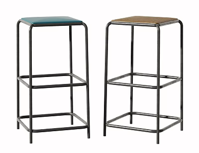 Modern Bar Stools With Metal Frame And Different Colored Seats 3d model