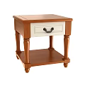 Wooden Side Table with White Drawer Black Handle and Lower Shelf Design 3d model