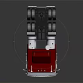 Classic Red and White Truck with Cab Wheels and Reflective Surface on Dark Background