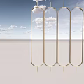 Elegant Modern Screen Design With Gold Metal Frame Vertical Lines And Room Divider 3d model