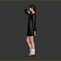 Black Shirt Dress With Matching Cap White Socks And Orange Shoes Fashion Outfit 3d model