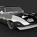 Classic Black And White Retro Sports Car With Streamlined Body And Unique Headlights