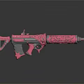 Pink Artistic Rifle With Intricate Carved Pattern And Modern Design Features 3d model