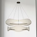 Modern Wavy Double Layer Chandelier With Ribbed Design And Soft Illumination 3d model