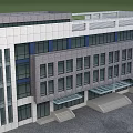 Industrial Factory Building With Road Parking Lot Truck And Trees