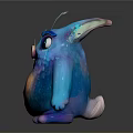 Cartoon Creature Character With Blue Pink Gradient Body Big Eyes Rabbit Ears And Pig Nose Design