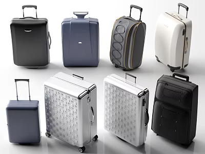 Assorted Colored Modern Suitcases With Diverse Designs Handles And Rolling Wheels 3d model