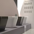 Modern Bathroom Fixtures Showroom Interior With Toilets Sinks And Displays