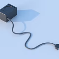 Black Square Household Appliance With Long Power Cord And Plug