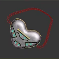 Heart Shaped Metallic Glossy Bag With Silver Chain Strap And Decorative Studs