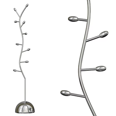 Modern Metal Hangers With Curved Structure And Multiple Hooks For Clothing Storage 3d model