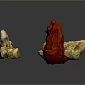 Natural Wood And Stone Decorative Pieces With Various Shapes Yellow Red Tones