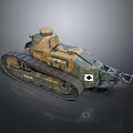 Vintage Military Tank Vehicle With Metal Tracks Turret And Camouflage Paint Finish